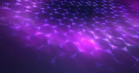 Abstract purple background pattern of hexagons glowing futuristic digital e.. Stock Photos