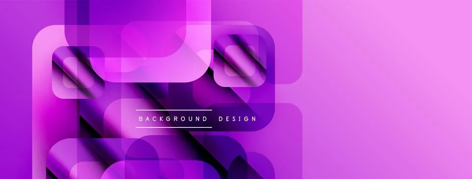 Abstract purple background. Rounded rectangles overlap creating dynamic visual Stock Illustration