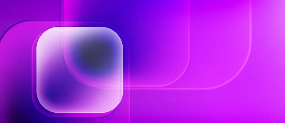 Abstract purple background. Rounded squares, lines create modern design. Illustrazione stock