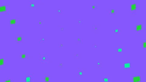 Abstract purple background with scattered floating green squares Stockillustratie
