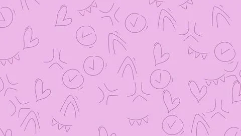 Abstract purple background with subtle embossed patterns of hearts, arrows,.. Stock Illustration