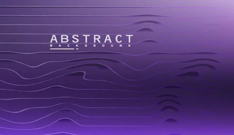 Abstract purple background with wavy paper cut shapes and horizontal lines Stock Illustration