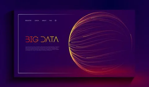 Abstract purple big data visualisation on dark blue background. Business data Stock Illustration