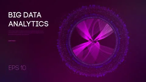 Abstract purple big data visualisation on dark blue background. Business data Illustrazione stock