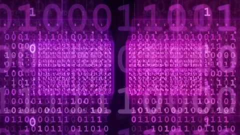 Abstract Purple Binary Code Background with Digital Data Stream and Glowing Stock Footage 339319549