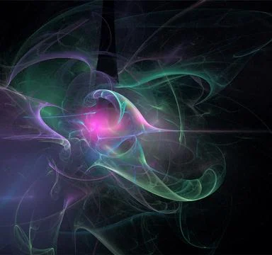 Abstract purple-blue glowing pattern on black background, design, wallpaper Stock Illustration