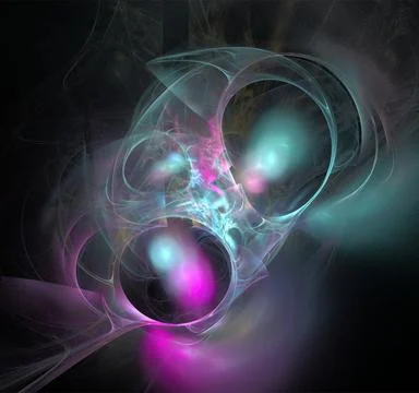 Abstract purple-blue glowing pattern on black background, design, wallpaper Illustrazione stock