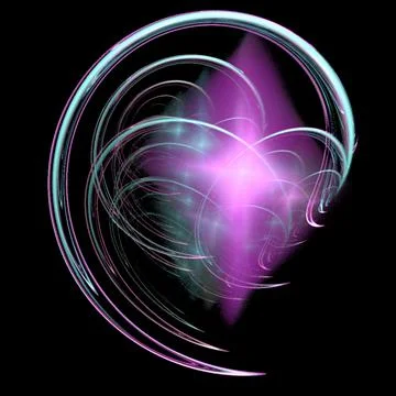 Abstract purple-blue glowing pattern on black background, design, wallpaper Stock Illustration