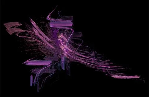 Abstract purple-blue glowing pattern on black background, design, wallpaper Illustrazione stock