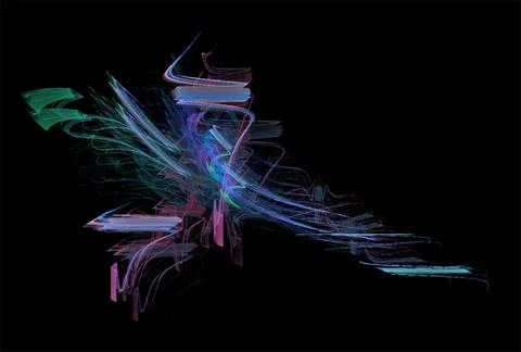Abstract purple-blue glowing pattern on black background, design, wallpaper Stock Illustration