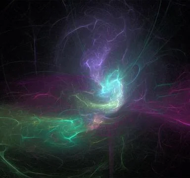 Abstract purple-blue glowing pattern on black background, design, wallpaper Stock Illustration
