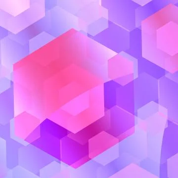 Abstract purple blue overlapping hexagons Stock Illustration