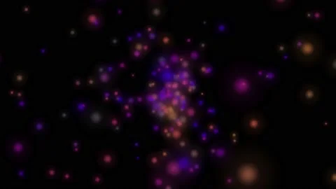 Abstract purple bokeh particles in motion on black background Vídeo Stock 135246982