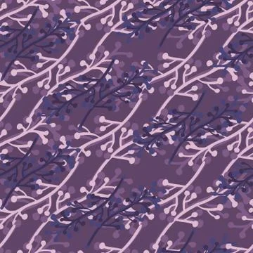 Abstract purple branches seamless pattern. Vintage rustic with twig pattern. 库存插图