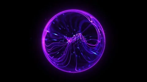 Abstract purple bright glowing background with a sphere core atom energy bu.. Video stock 323297325