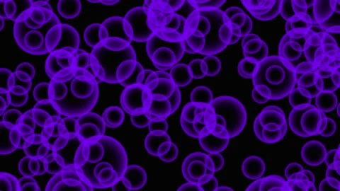 Abstract Purple Bubbles Flowing Upward Against Black Background with Copy Spa Stock Footage 341688801