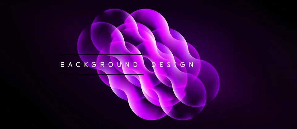 Abstract purple circles overlap, creating dynamic visual effect. Dark backg.. Stock Illustration