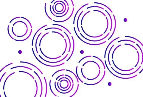 Abstract Purple Concentric Circles Tech Background With Gradient Rings and .. Stock Illustration