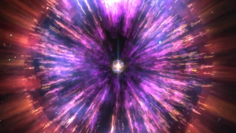 Abstract Purple Cosmic Energy Vortex Implosion With Light Burst Motion Blur Stock Footage 331316445