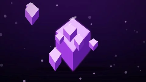 Abstract Purple Cubes Floating in Space Minimalist 3D Animation Stock Footage 348061552