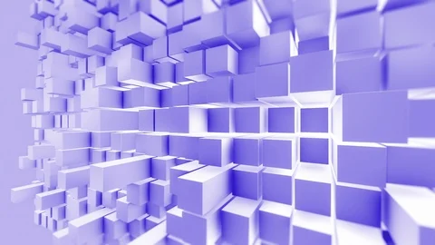 Abstract purple cubes move, 3d animation 4k Video stock 106775132