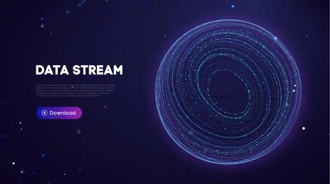 Abstract purple data stream. Abstract digital background cloud technology. Big 스톡 일러스트