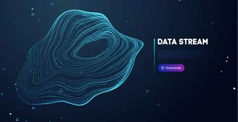 Abstract purple data stream. Abstract digital background cloud technology. Big Illustrazione stock