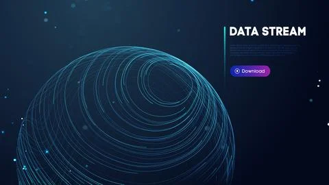 Abstract purple data stream. Abstract digital background cloud technology. Big Illustrazione stock