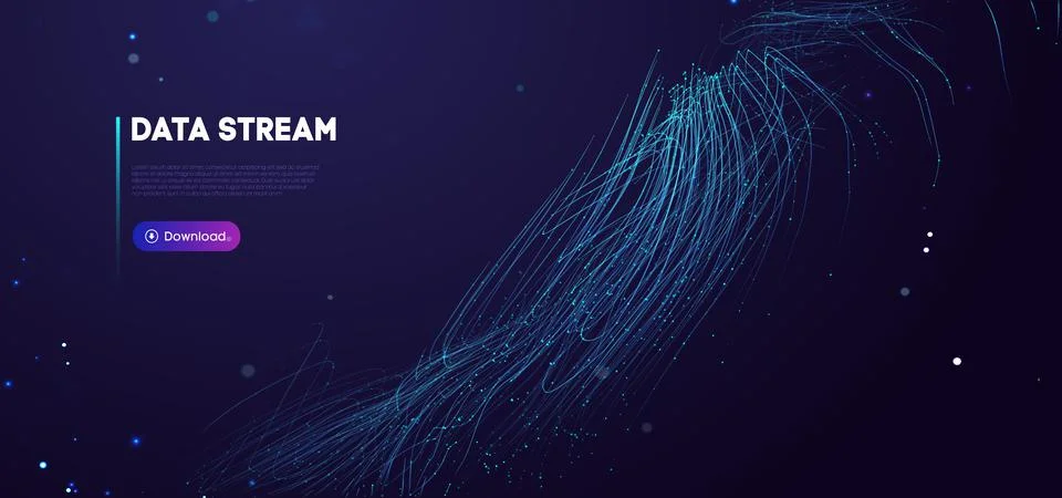 Abstract purple data stream. Abstract digital background cloud technology. Big Illustrazione stock
