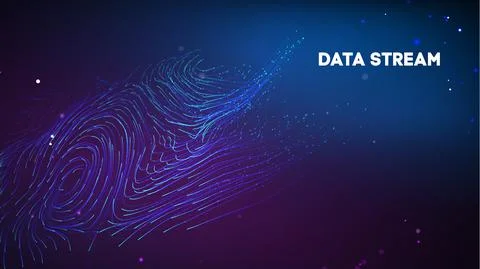 Abstract purple data stream. Abstract digital background cloud technology. Big 스톡 일러스트