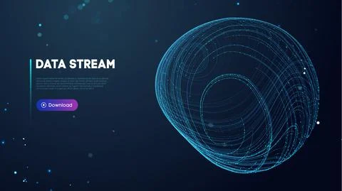 Abstract purple data stream. Abstract digital background cloud technology. Big Illustrazione stock