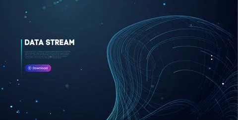 Abstract purple data stream. Abstract digital background cloud technology. Big Illustrazione stock