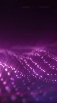 Abstract purple data wave with glowing particles, soft bokeh dots, and futu.. Stock Photos