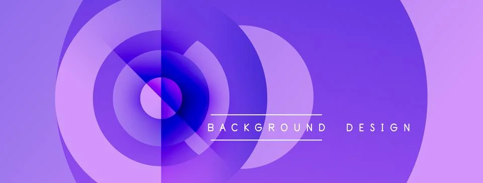 Abstract purple design features concentric circles, gradient effect. Text rea Stockillustratie