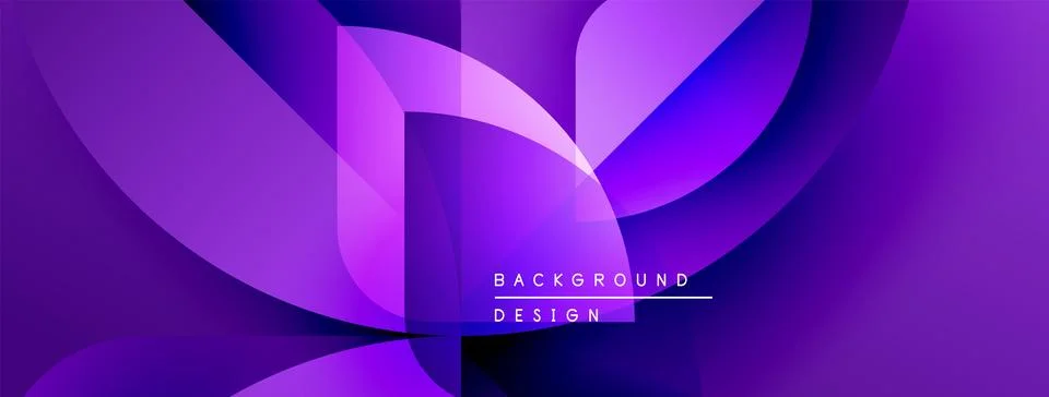 Abstract purple design features flowing shapes, gradients. Modern background Stock Illustration