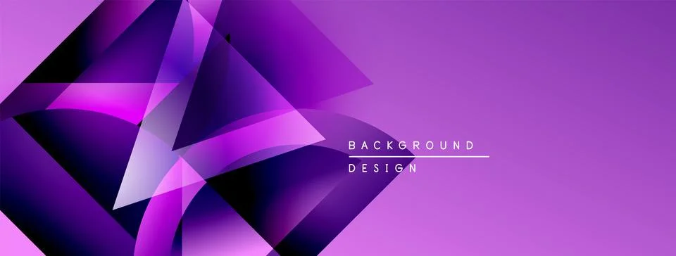 Abstract purple design features geometric shapes, gradients, dynamic composition Stock Illustration