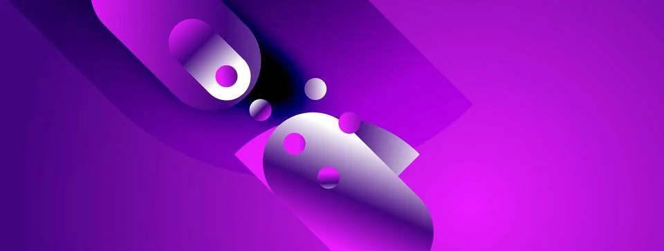 Abstract purple design features layered shapes, gradients, smooth curves. M.. Stock Illustration