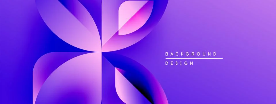 Abstract purple design features overlapping petal shapes. Gradient colors create Stock Illustration