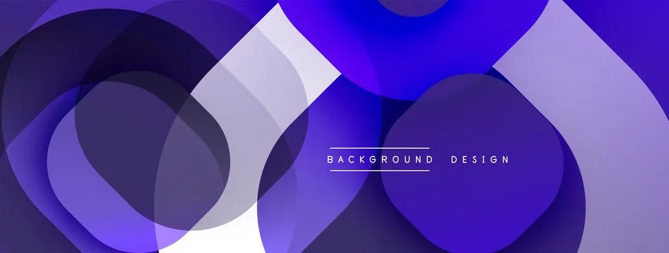 Abstract purple design features overlapping circles, rectangles. Modern イラスト素材