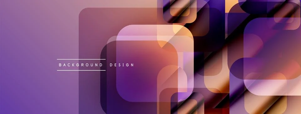 Abstract purple design features overlapping squares. Gradient colors create Stock Illustration