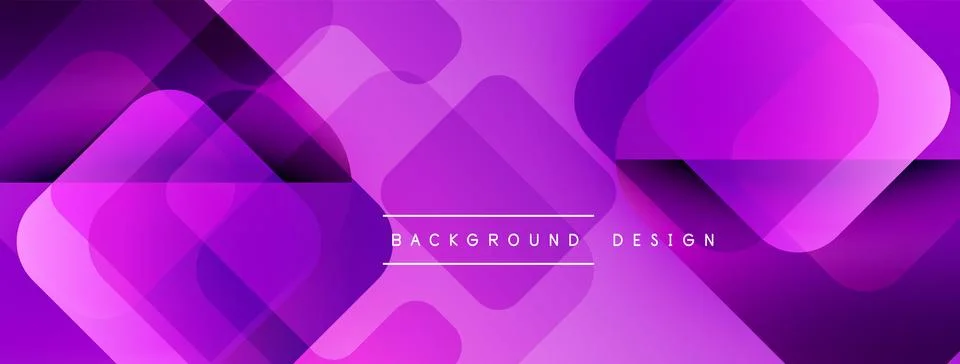 Abstract purple design features overlapping squares, rectangles, rounded shapes. 库存插图