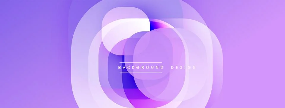Abstract purple design features overlapping circles. Soft gradients create depth 스톡 일러스트