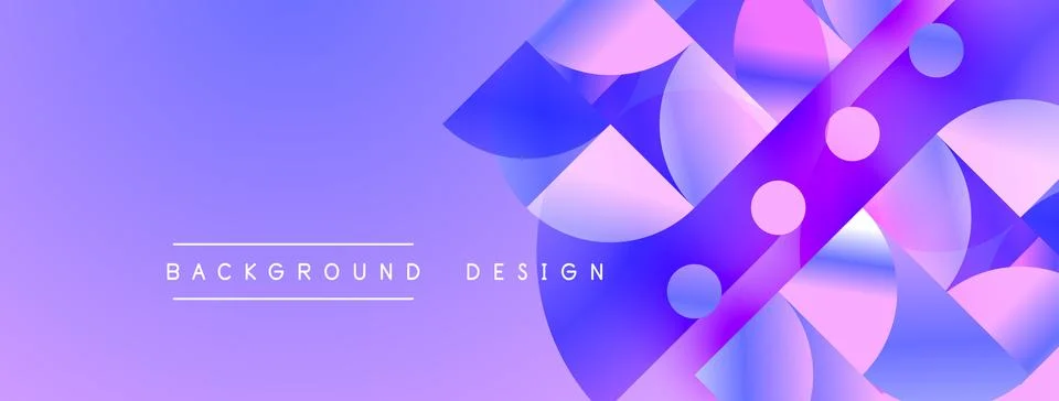 Abstract purple design features overlapping shapes, gradients, dynamic Stock Illustration