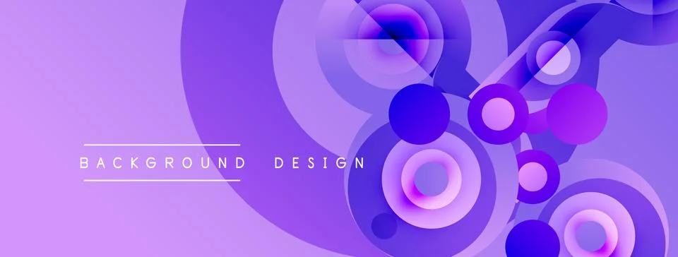 Abstract purple design features overlapping circles, waves. Modern background Stock Illustration