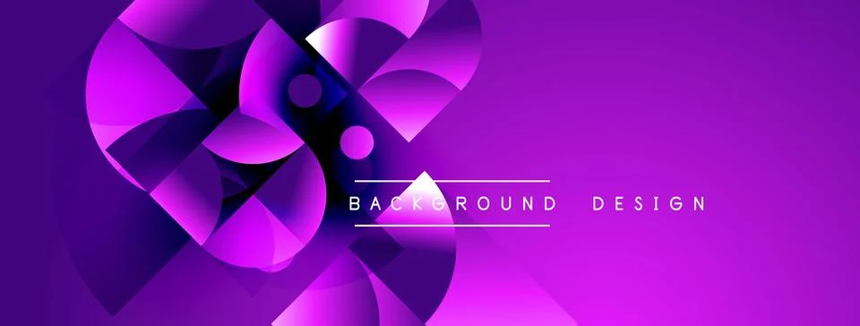 Abstract purple design features overlapping geometric shapes. Gradient colors Stockillustratie