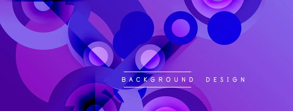 Abstract purple design features overlapping circles, gradients. Modern Stock Illustration
