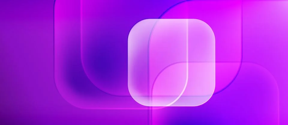 Abstract purple design features rounded rectangles, overlapping shapes, soft 库存插图