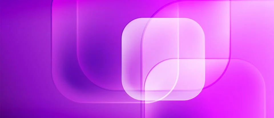 Abstract purple design. Overlapping rounded rectangles create glowing lines, 库存插图