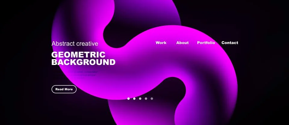 Abstract purple design. Website header with navigation options. Geometric s.. Stock Illustration