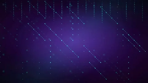 Abstract purple digital background with flowing blue data particles and glowing Stock Footage 339323564